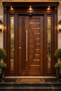 Wooden Door with Elegant Brass Touch